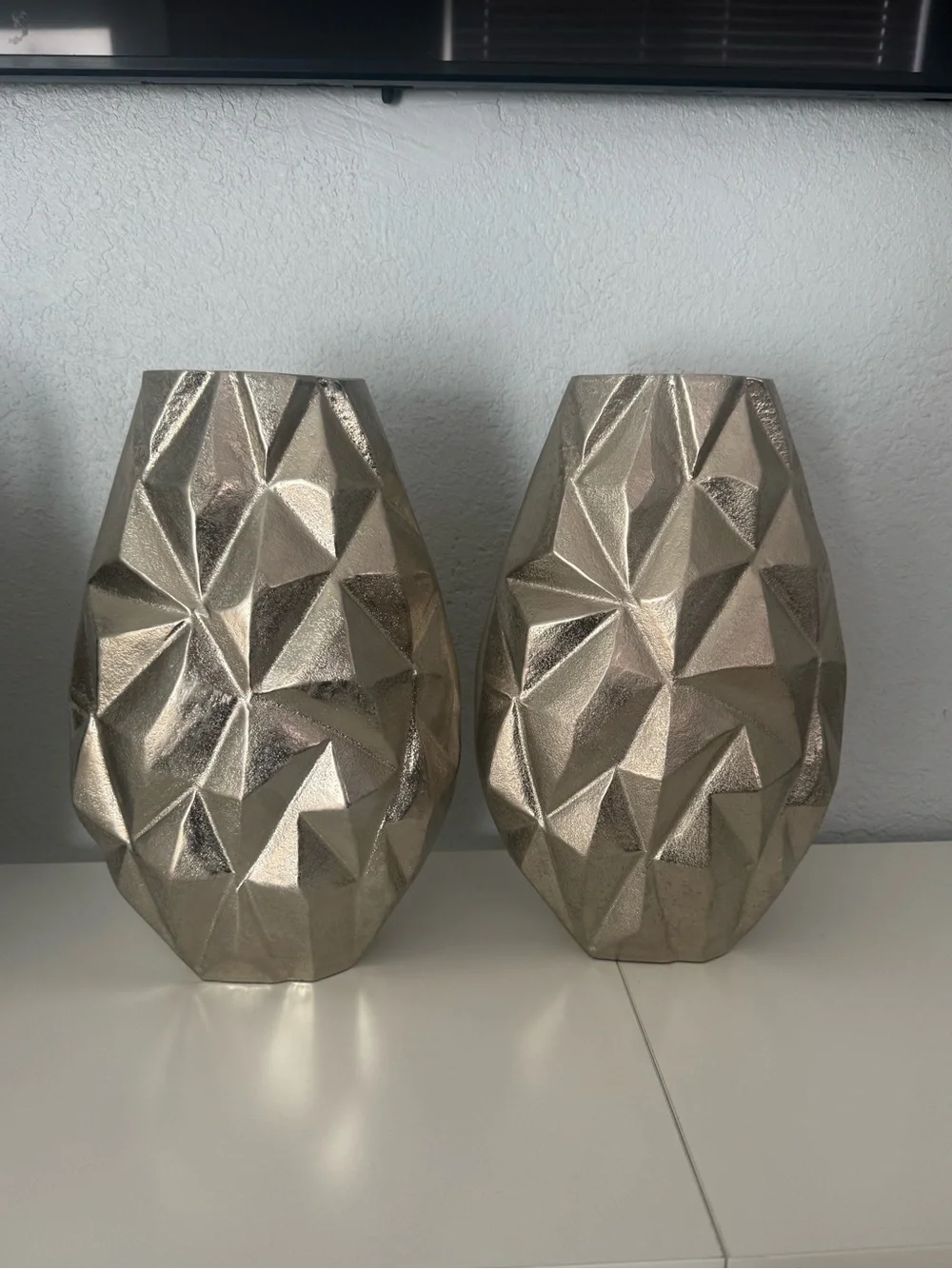 Metallic Gold Geometric Vase Set - Home Accents
